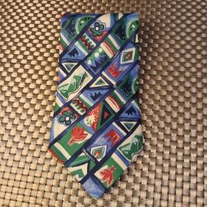Vtg. Nick Bronson Vibrant Geometric Men's Tie (0568)